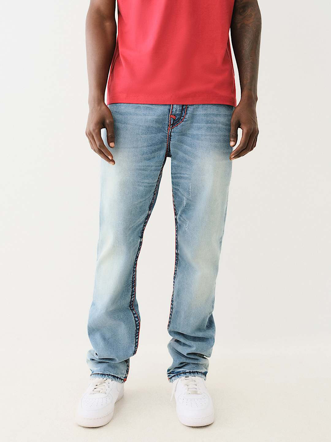 True Religion Super T Ricky Straight Fit Blue Mid Rise Washed Jeans