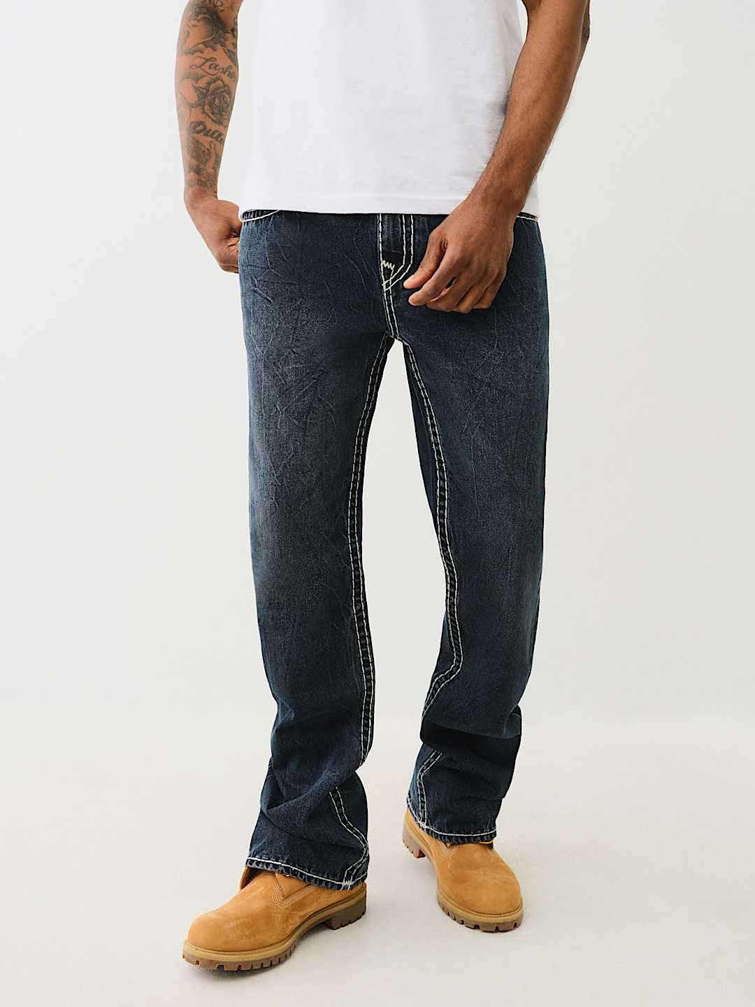 True Religion Super T Billy Bootcut Blue Mid Rise Washed Jeans
