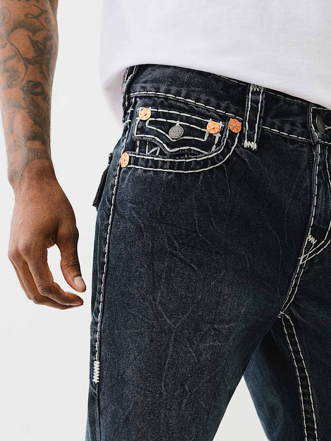 True Religion Super T Billy Bootcut Blue Mid Rise Washed Jeans