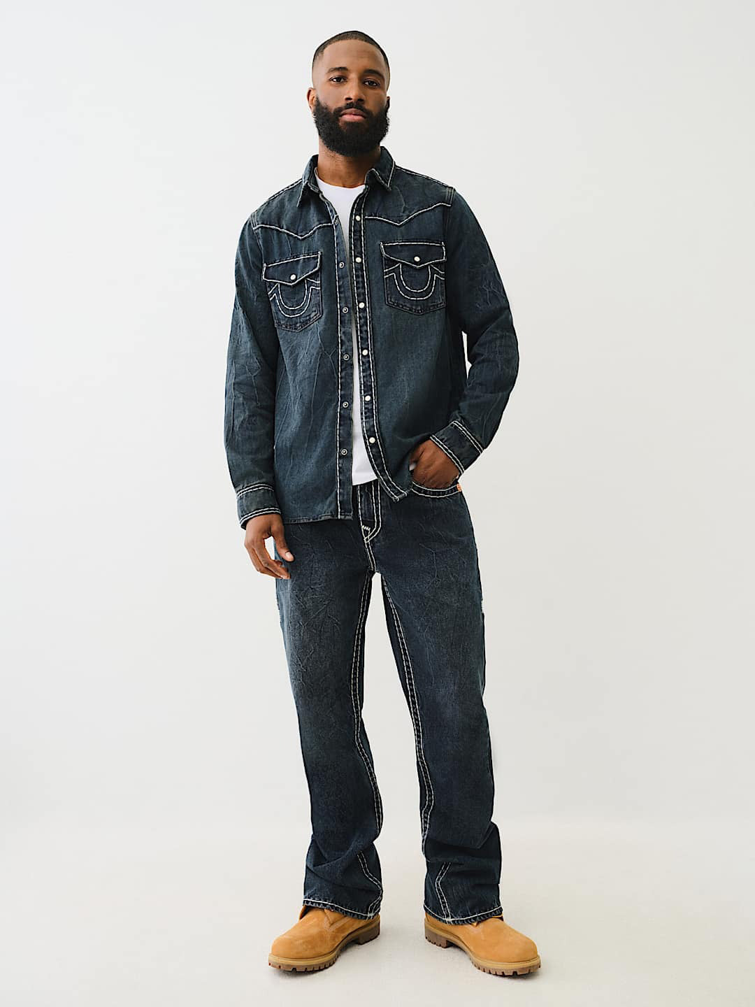 True Religion Super T Billy Bootcut Blue Mid Rise Washed Jeans