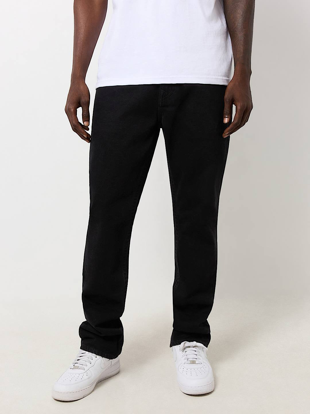 True Religion Sn Ricky Straight Fit Black Mid Rise Solid Jeans