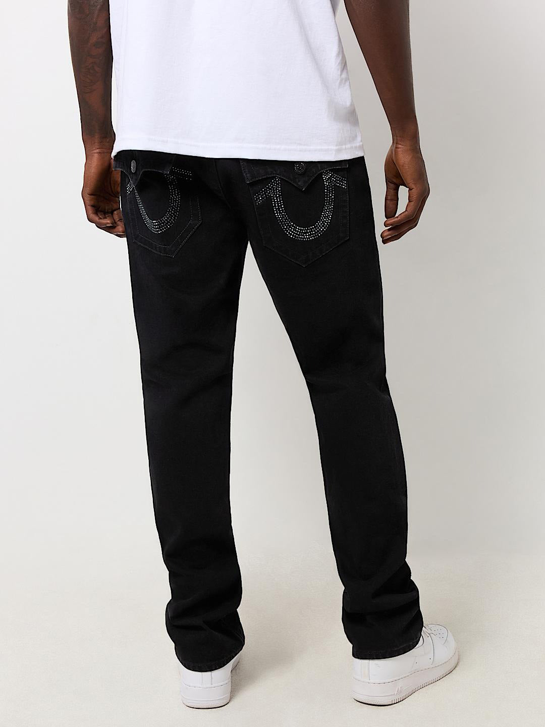 True Religion Sn Ricky Straight Fit Black Mid Rise Solid Jeans
