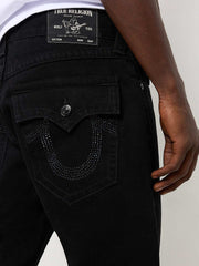 True Religion Sn Ricky Straight Fit Black Mid Rise Solid Jeans