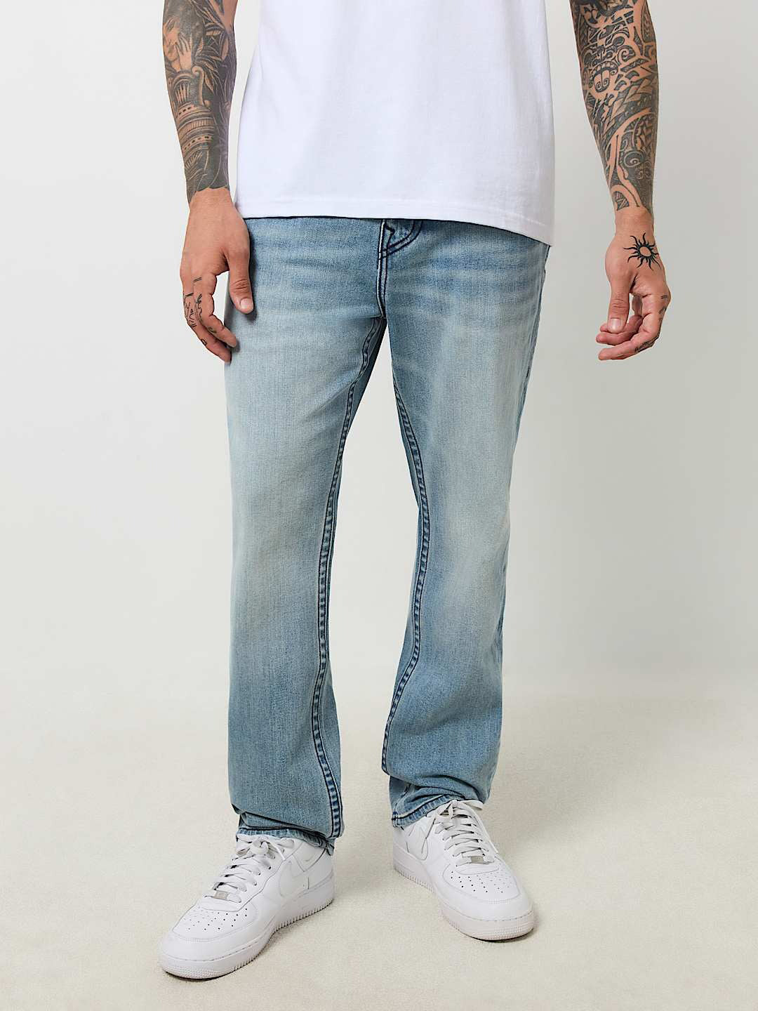 True Religion Sn Geno Skinny Fit Blue Mid Rise Washed Jeans