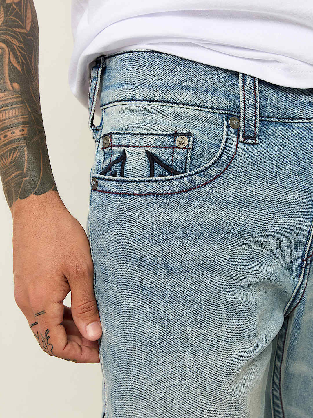True Religion Sn Geno Skinny Fit Blue Mid Rise Washed Jeans
