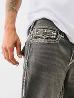 True Religion Super Qt Rocco Slim Fit Grey Mid Rise Washed Jeans