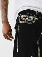 True Religion Super Qt Ricky Straight Fit Black Mid Rise Solid Jeans