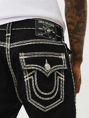 True Religion Super Qt Ricky Straight Fit Black Mid Rise Solid Jeans