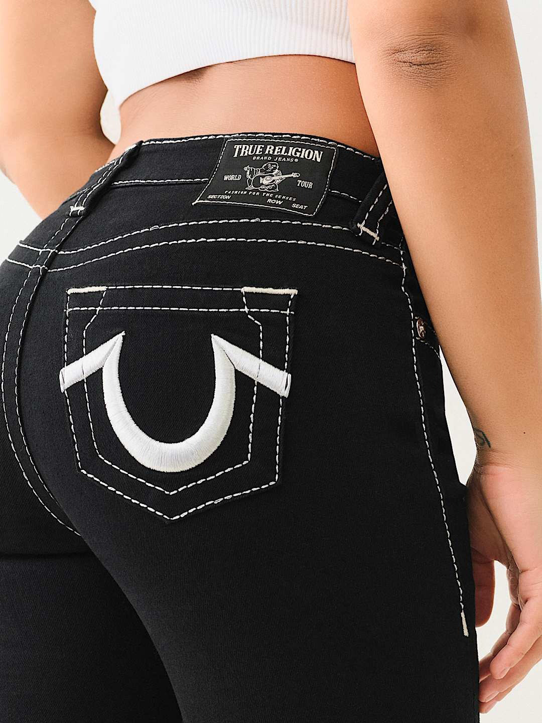 True Religion Big T Billie Straight Fit Black Mid Rise Solid Jeans