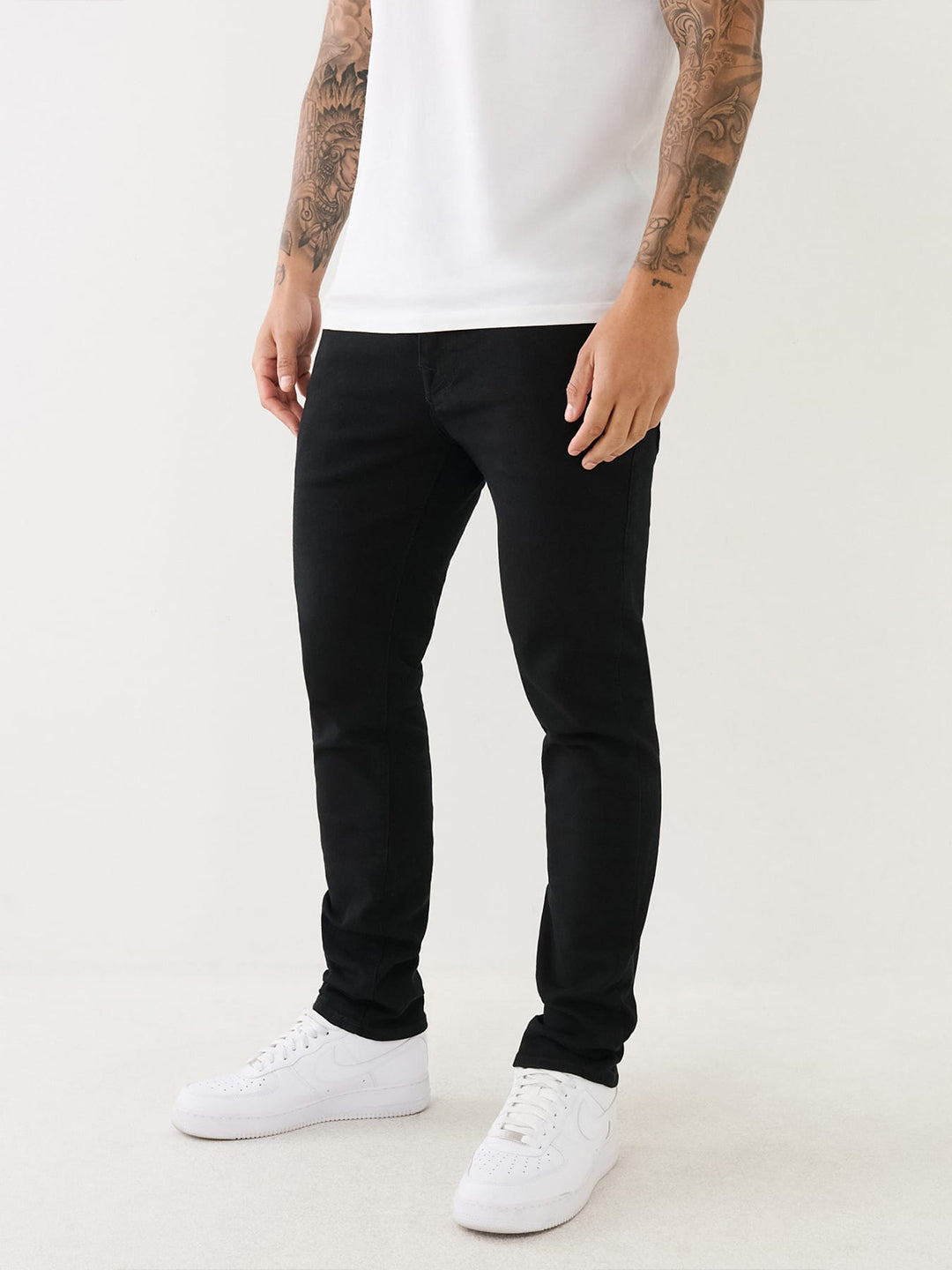 True Religion Sn Rocco Slim Fit Black Mid Rise Solid Jeans