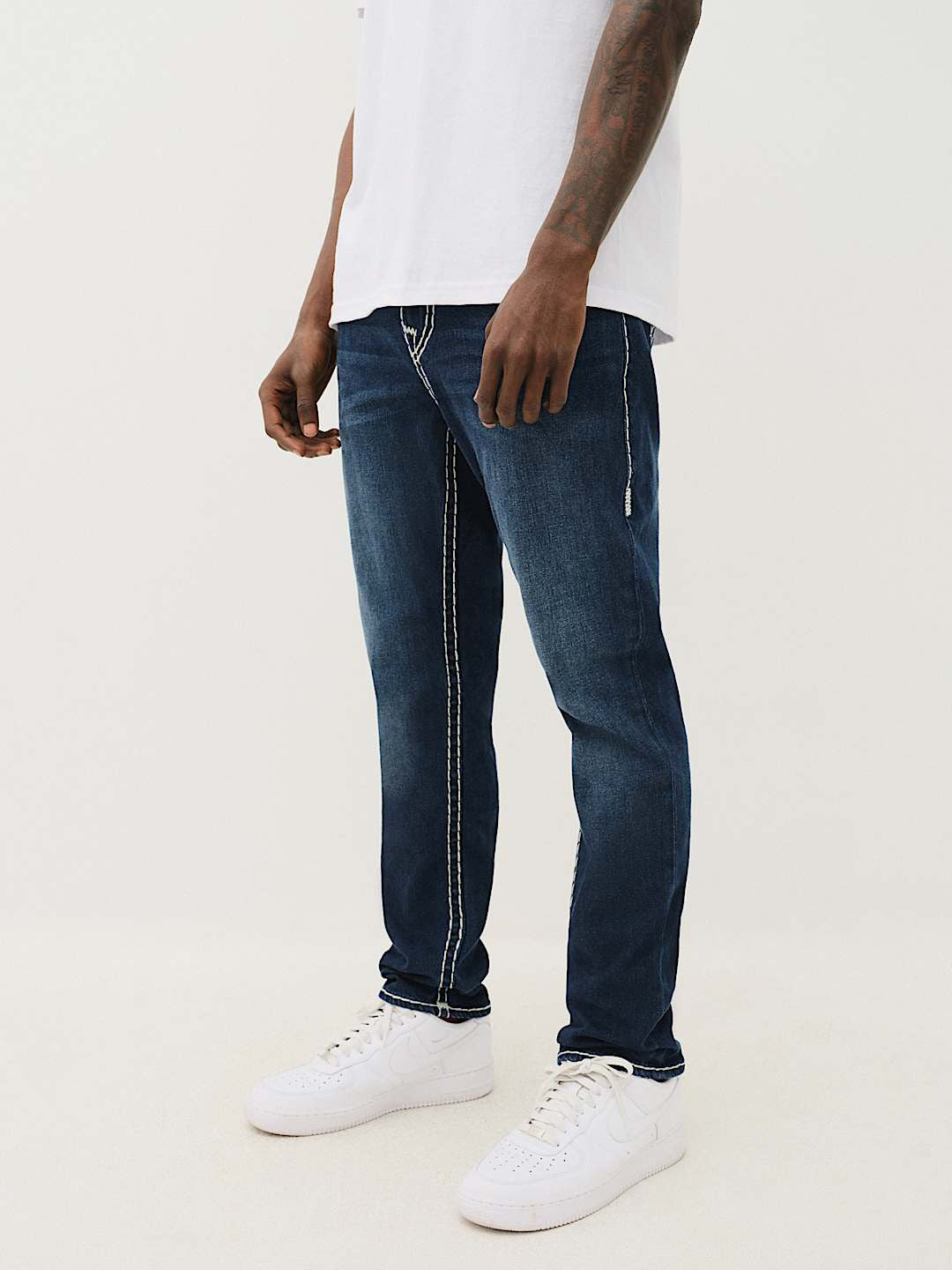 True Religion Super T Rocco Slim Fit Blue Mid Rise Washed Jeans