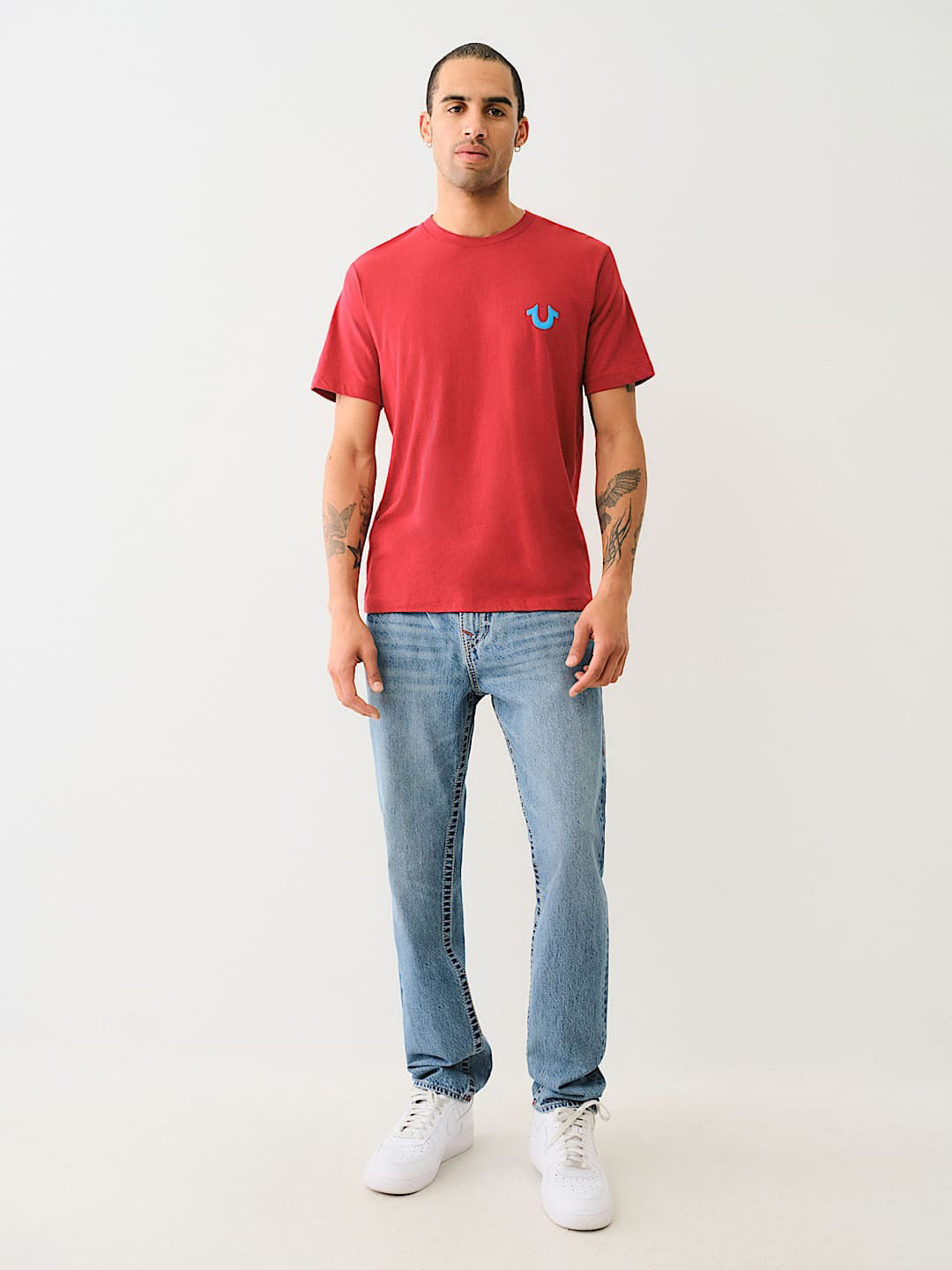 True Religion Big T Geno Skinny Fit Blue Mid Rise Washed Jeans