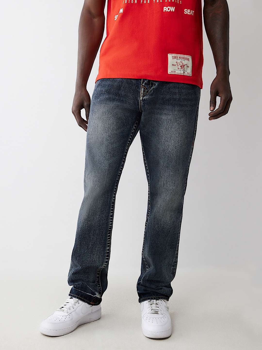 True Religion Sn Ricky Straight Fit Blue Mid Rise Washed Jeans