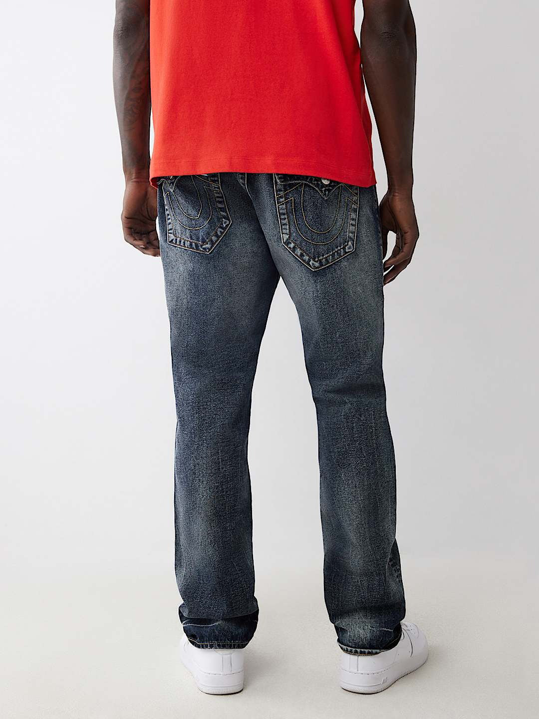 True Religion Sn Ricky Straight Fit Blue Mid Rise Washed Jeans