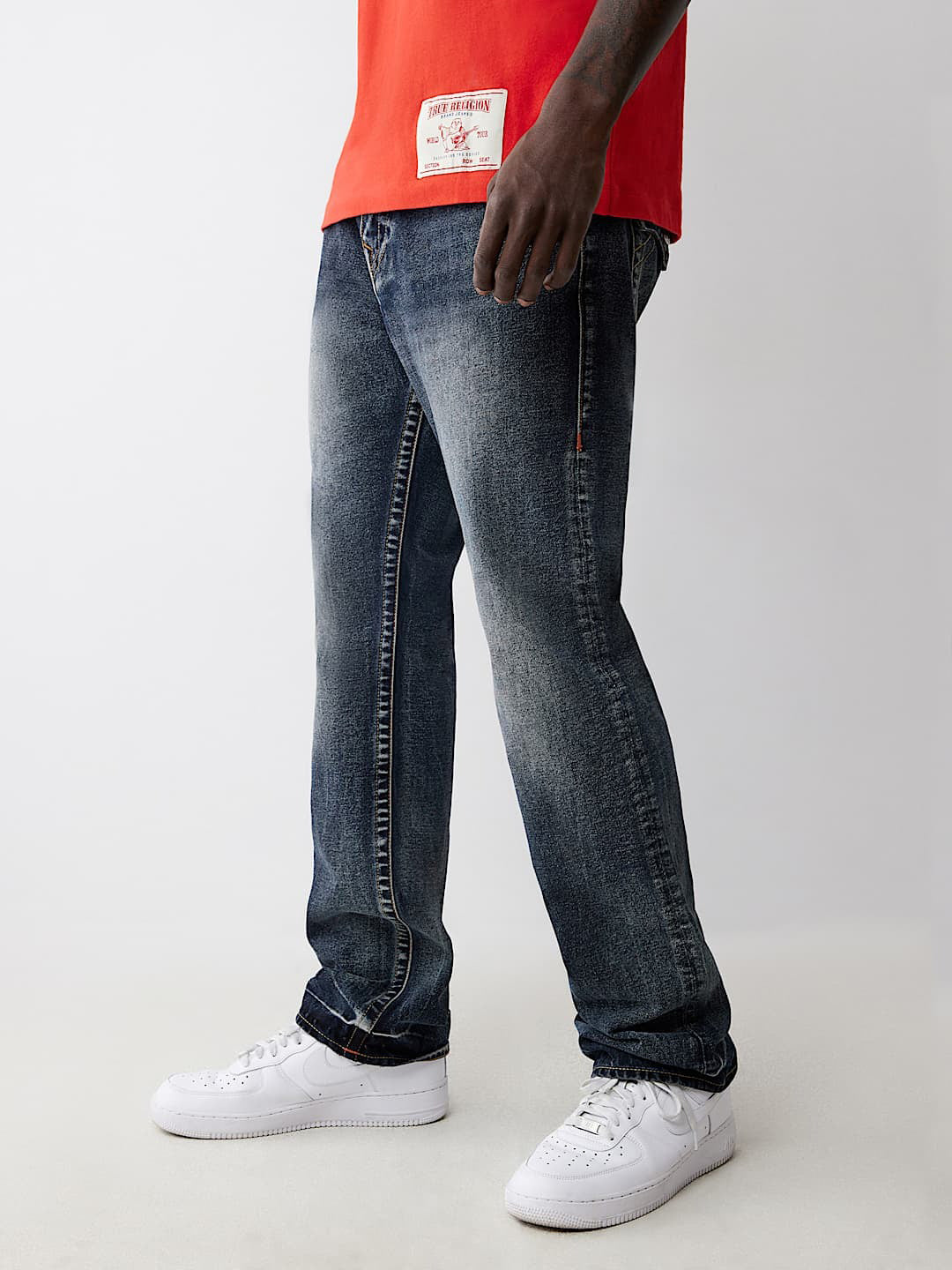 True Religion Sn Ricky Straight Fit Blue Mid Rise Washed Jeans