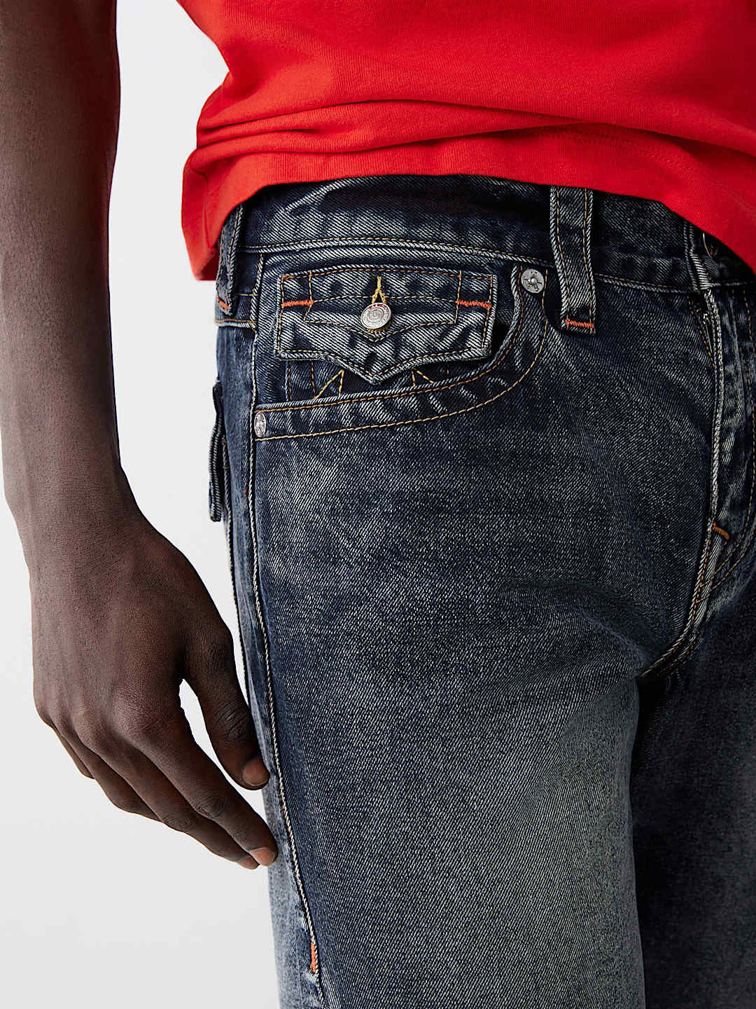 True Religion Sn Ricky Straight Fit Blue Mid Rise Washed Jeans