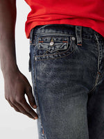 True Religion Sn Ricky Straight Fit Blue Mid Rise Washed Jeans