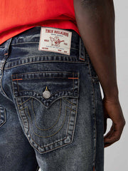 True Religion Sn Ricky Straight Fit Blue Mid Rise Washed Jeans