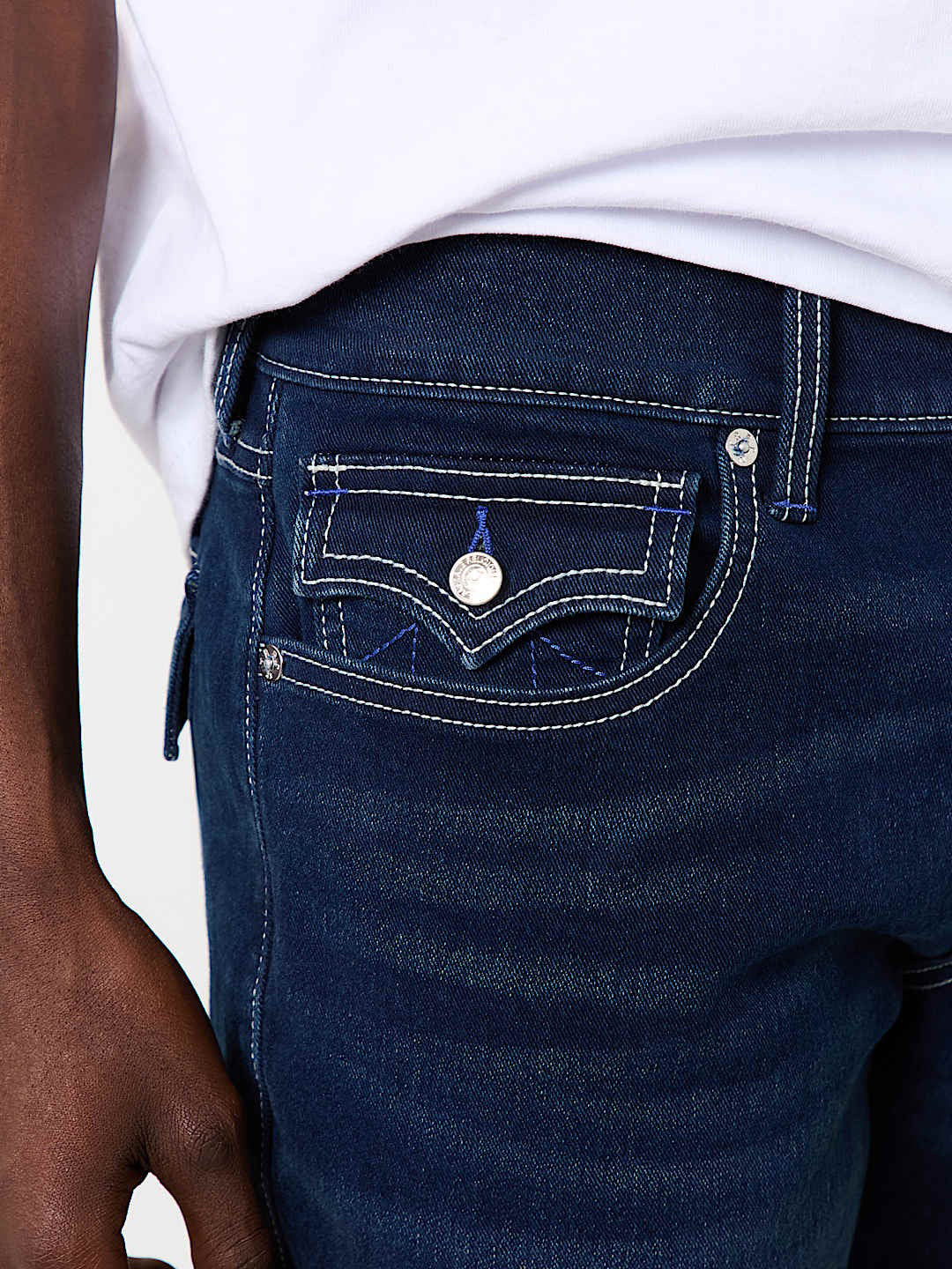 True Religion Sn Ricky Straight Fit Blue Mid Rise Washed Jeans