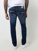 True Religion Big T Rocco Slim Fit Blue Mid Rise Washed Jeans