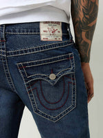 True Religion Big T Rocco Slim Fit Blue Mid Rise Washed Jeans