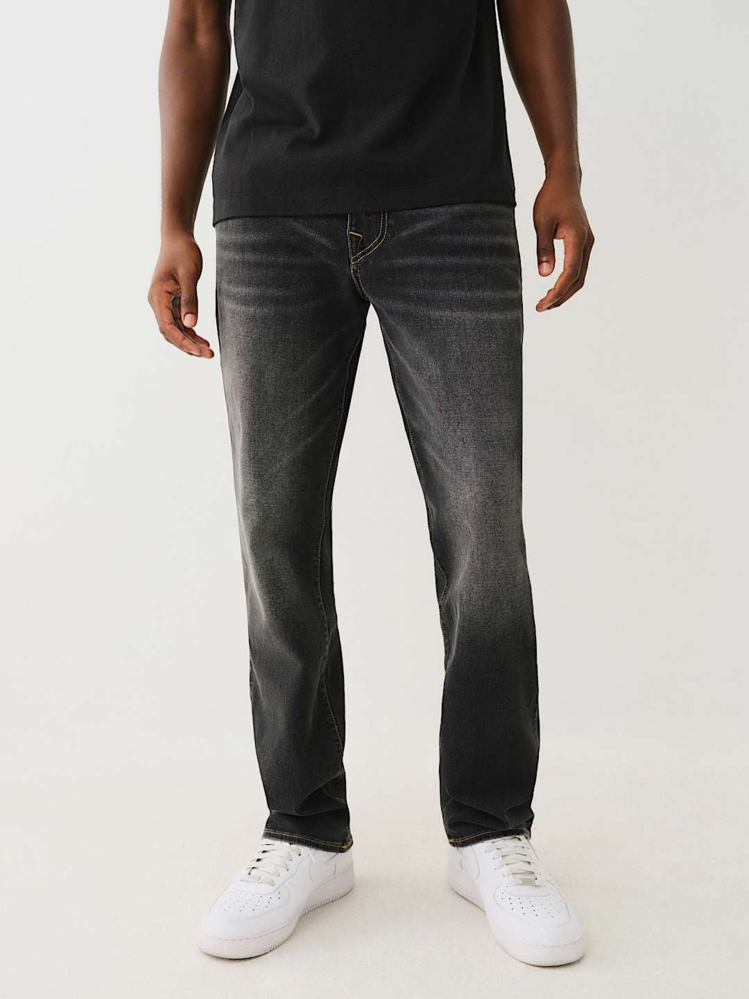 True Religion Sn Ricky Straight Fit Grey Mid Rise Washed Jeans