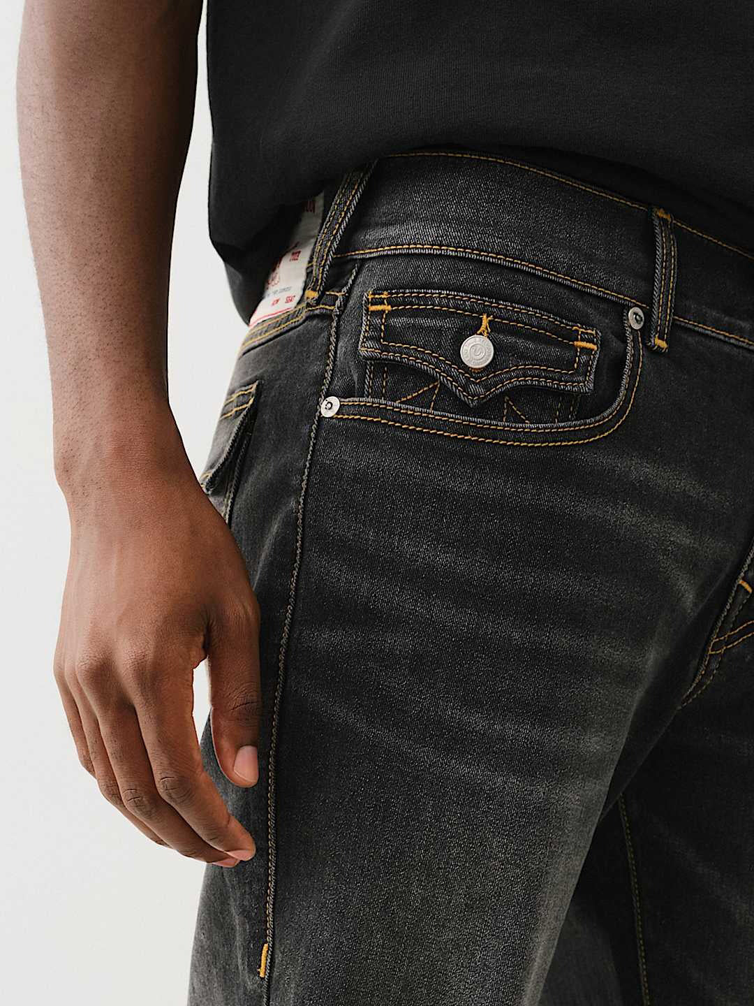 True Religion Sn Ricky Straight Fit Grey Mid Rise Washed Jeans