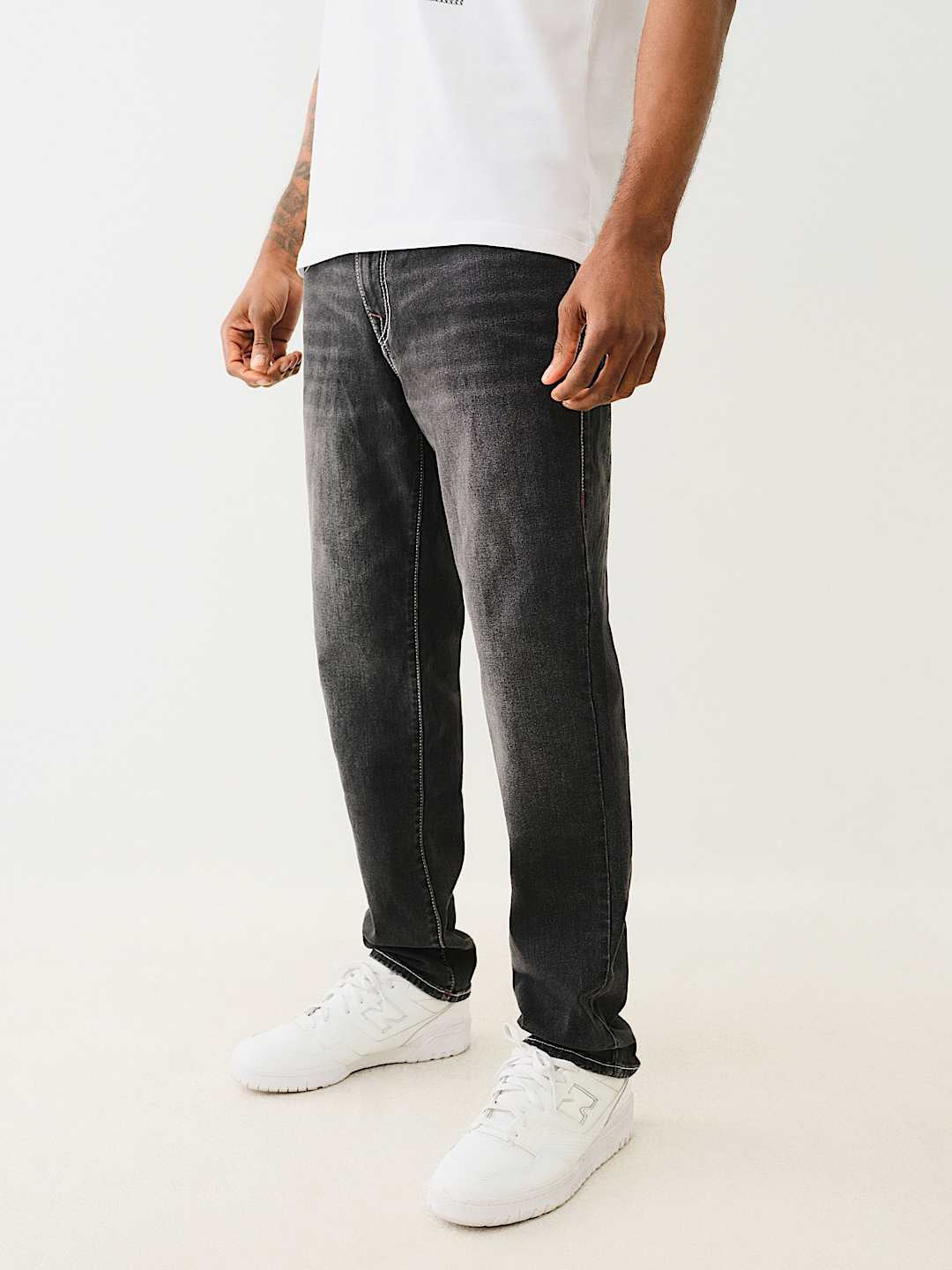 True Religion Sn Geno Skinny Fit Grey Mid Rise Washed Jeans