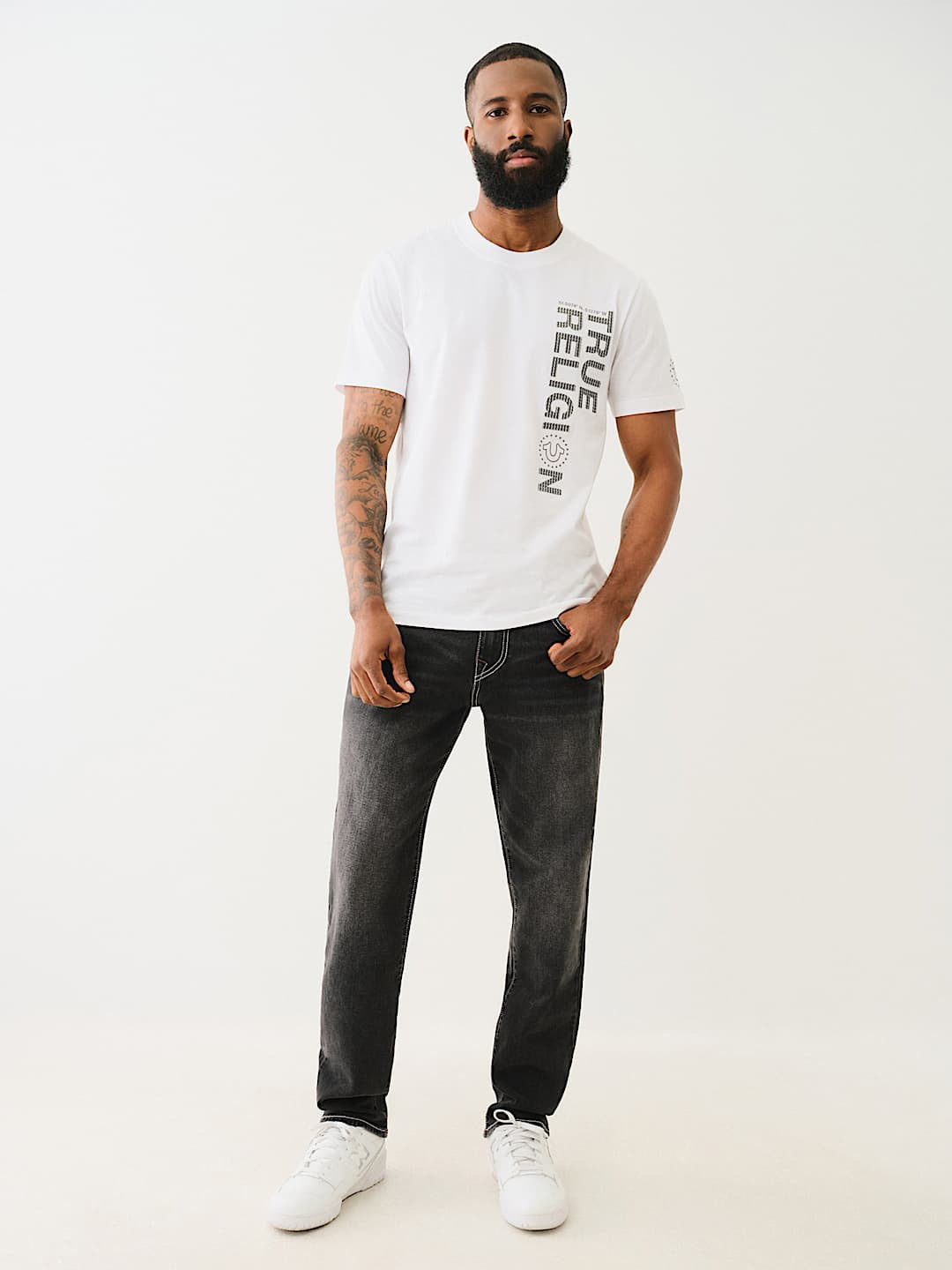 True Religion Sn Geno Skinny Fit Grey Mid Rise Washed Jeans