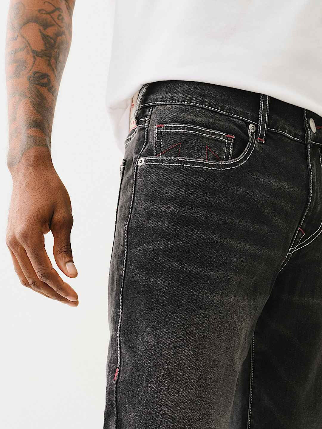 True Religion Sn Geno Skinny Fit Grey Mid Rise Washed Jeans