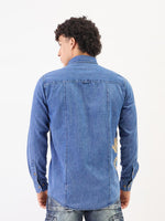 True Religion Men Blue Solid Collar Shirt