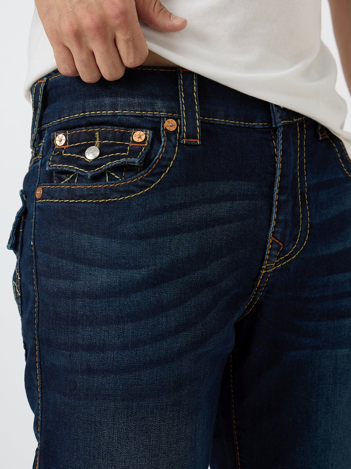 True Religion Men Blue Washed Big T Ricky Jeans