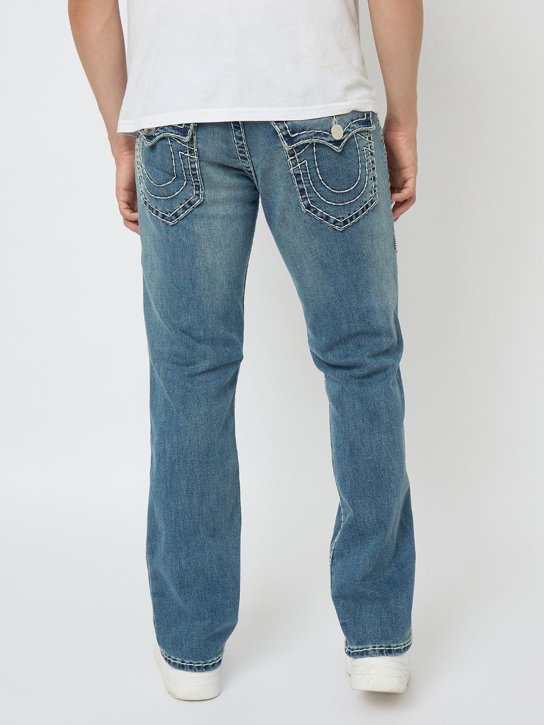 True Religion Men SUPER T Ricky Straight Fit Medium Wash Jeans