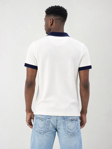 True Religion Men Cream Solid Regular Fit Polo T-Shirt