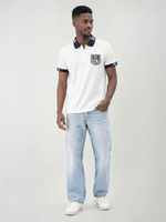 True Religion Men Cream Solid Regular Fit Polo T-Shirt