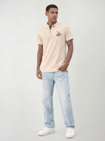 True Religion Men Beige Solid Regular Fit Pure Cotton Polo T-Shirt