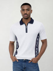 True Religion Men White Solid Regular Fit Pure Cotton Polo T-Shirt