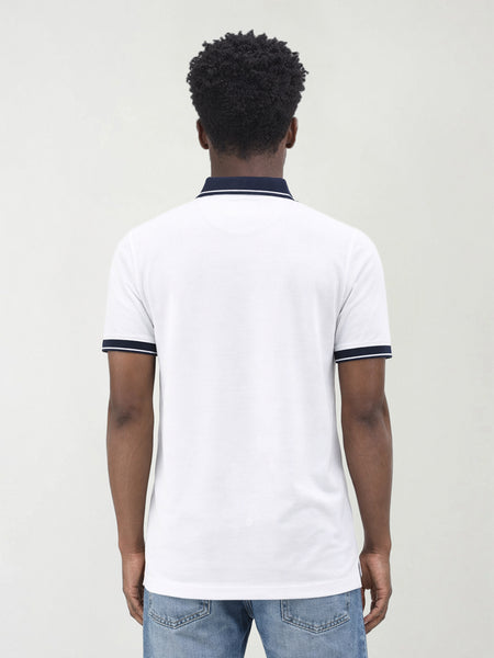 True Religion Men White Solid Regular Fit Pure Cotton Polo T-Shirt