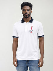 True Religion Men White Solid Regular Fit Pure Cotton Polo T-Shirt