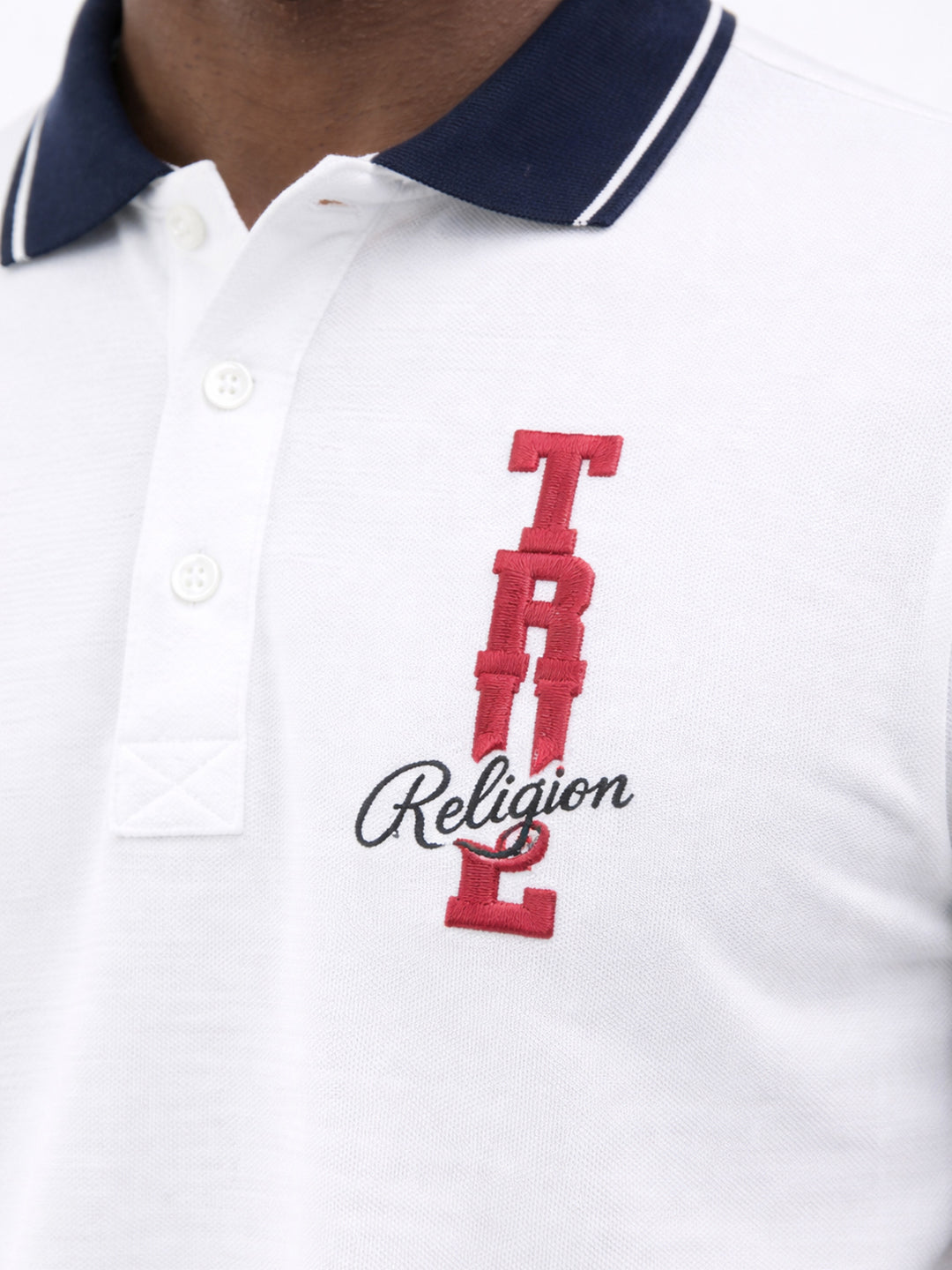 True Religion Men White Solid Regular Fit Pure Cotton Polo T-Shirt