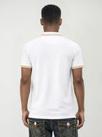 True Religion Men White Solid Regular Fit Pure Cotton Polo T-Shirt