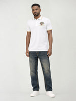 True Religion Men White Solid Regular Fit Pure Cotton Polo T-Shirt