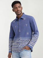 True Religion Men Blue Printed Regular Fit Shirt