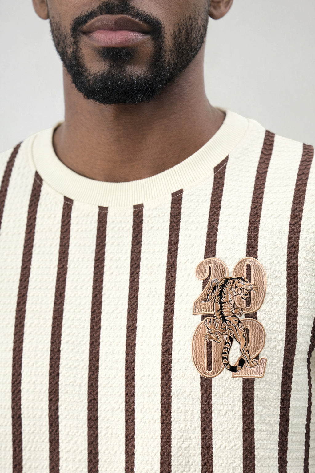 True Religion Men Beige Striped Regular Fit T-Shirt