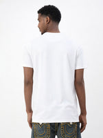 True Religion Men White Solid Regular Fit Pure Cotton T-Shirt