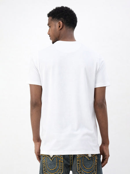 True Religion Men White Solid Regular Fit Pure Cotton T-Shirt