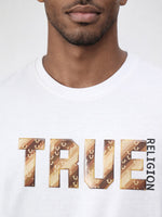 True Religion Men White Solid Regular Fit Pure Cotton T-Shirt