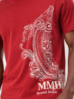 True Religion Men Red Printed Regular Fit Pure Cotton T-Shirt