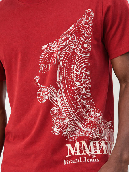True Religion Men Red Printed Regular Fit Pure Cotton T-Shirt