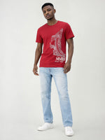 True Religion Men Red Printed Regular Fit Pure Cotton T-Shirt